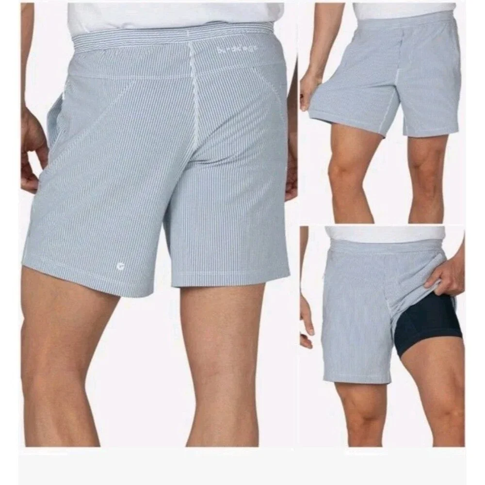 Birddogs Shorts Flying Wasps Blue Seersucker Stripe Size M Short/ 26